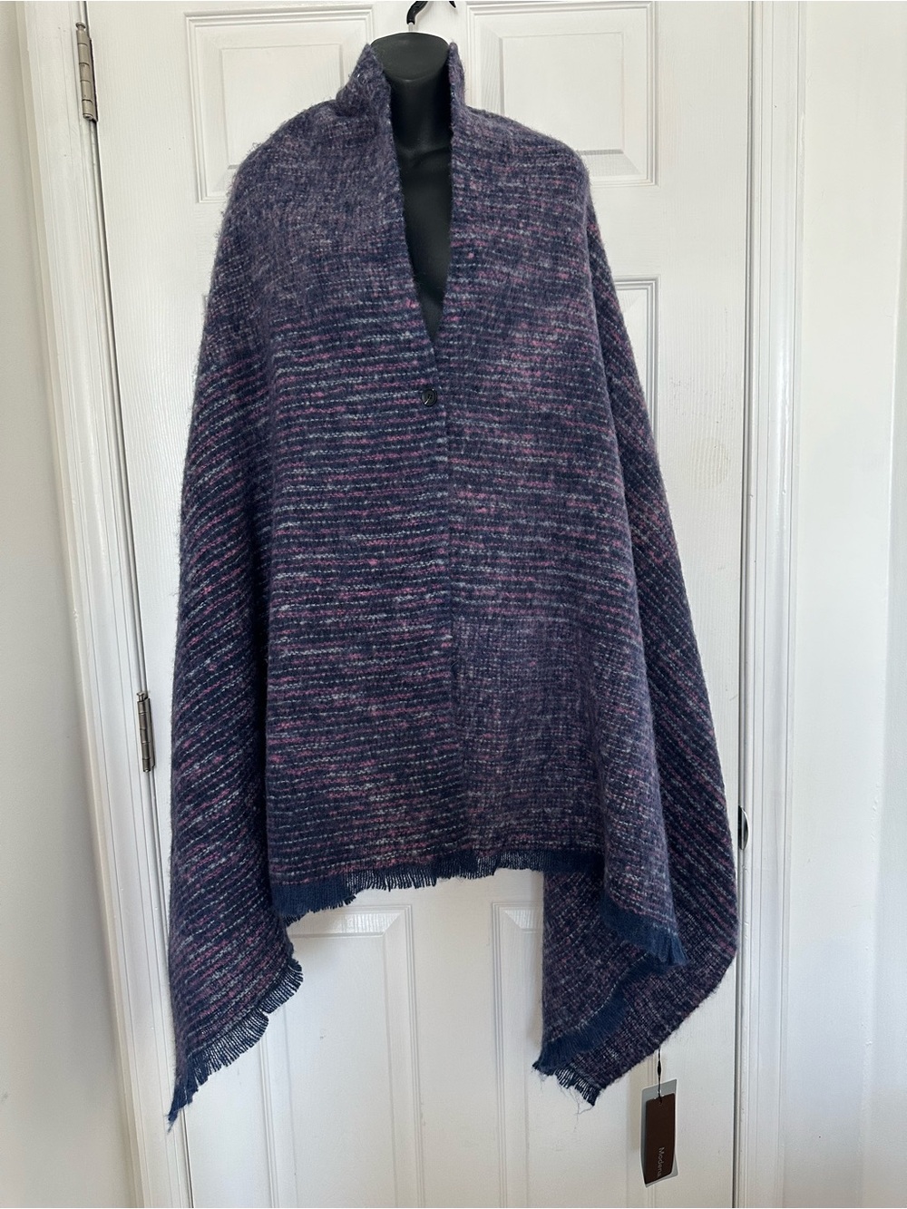 Modena Cozy Purple Knit Wrap Blanket Scarf with Subtle Pink Flecks